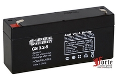 Аккумуляторная батарея General Sequrity GSL 3.2-6 Напряжение 6 B - 3,2 Ah General Security GSL 3.2-6 фото, купить, цена, магазин